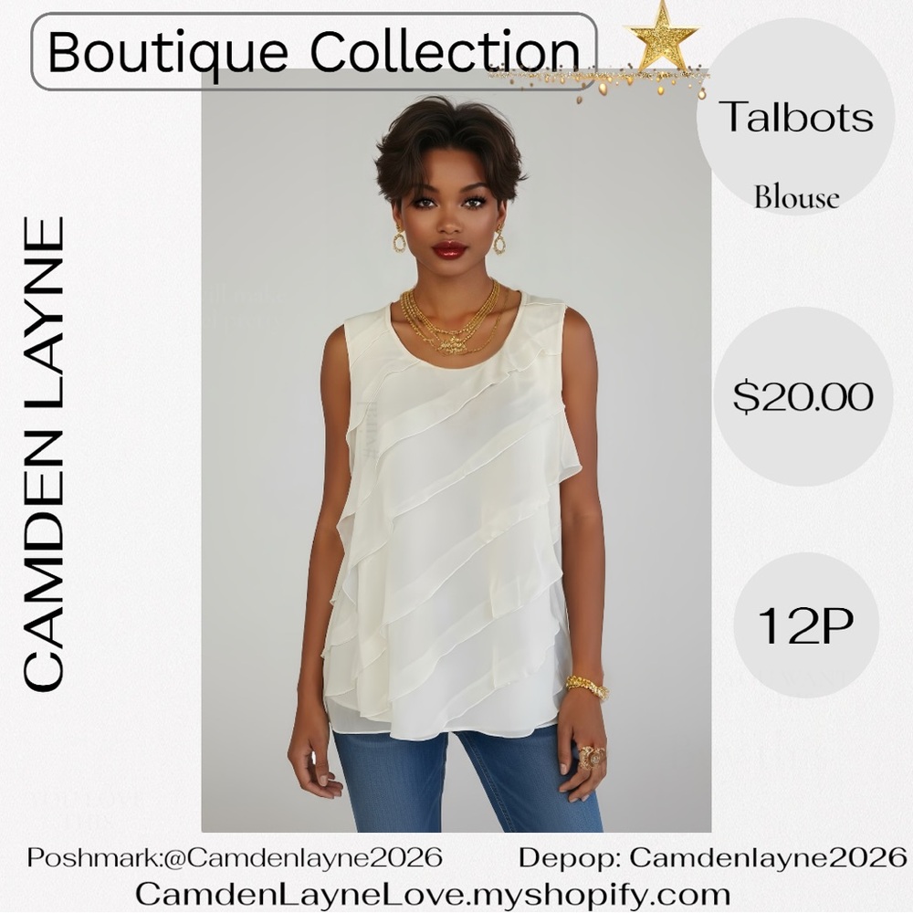 Talbots Cream Sleeveless Blouse